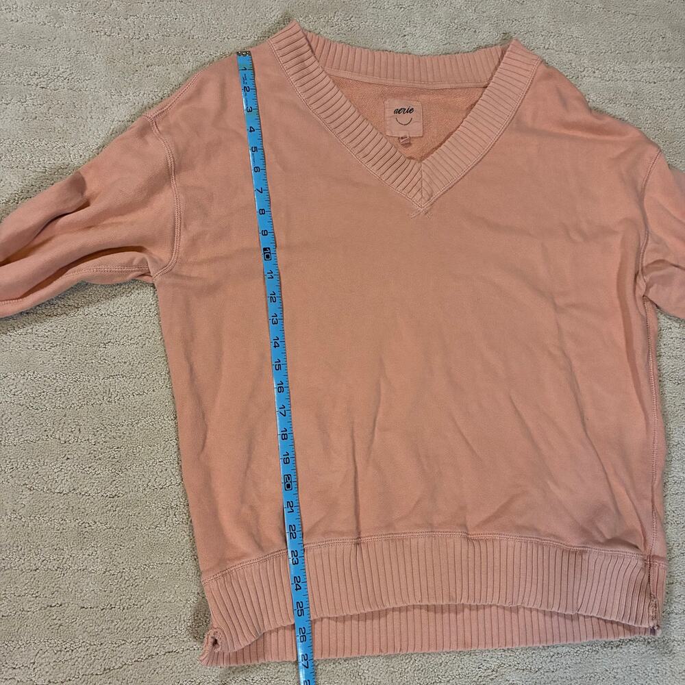 Aerie XS Oversized Blush Pink Slouchy V Neck Sweatshirt Comfy Soft Girl Boho - Picture 4 of 5